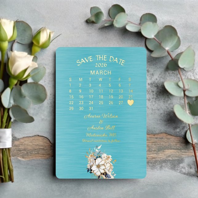 Save the Date March 2026 Wedding Foil Invitation (Creator Uploaded)