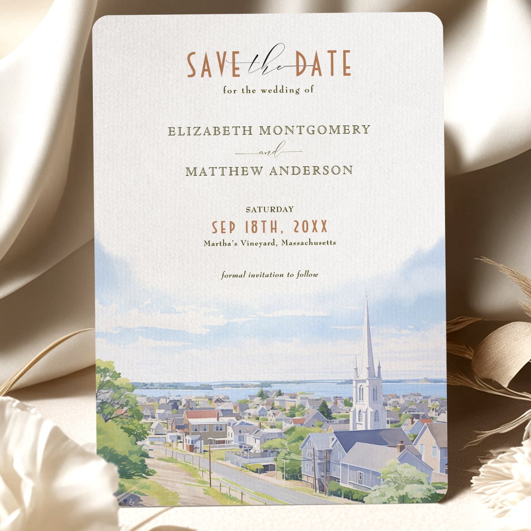 Save The Date Martha's Vineyard, Massachusetts                    Invitation