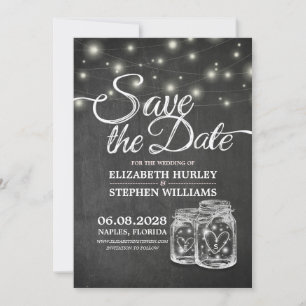 Save The Date Mason Jar String Lights Chalkboard