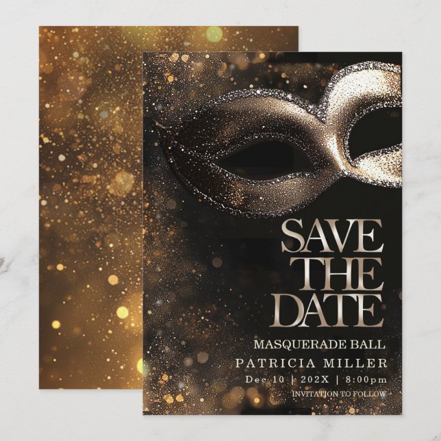 Save the Date Masquerade Party Invitation (Front/Back)