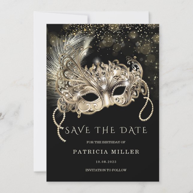 Save the Date Masquerade Party Invitation (Front)