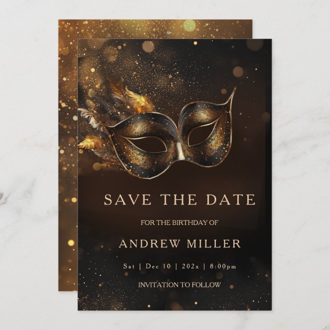 Save the Date Masquerade Party Invitation (Front/Back)