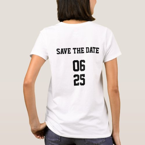 Save the date matching wedding couple sports style T_Shirt