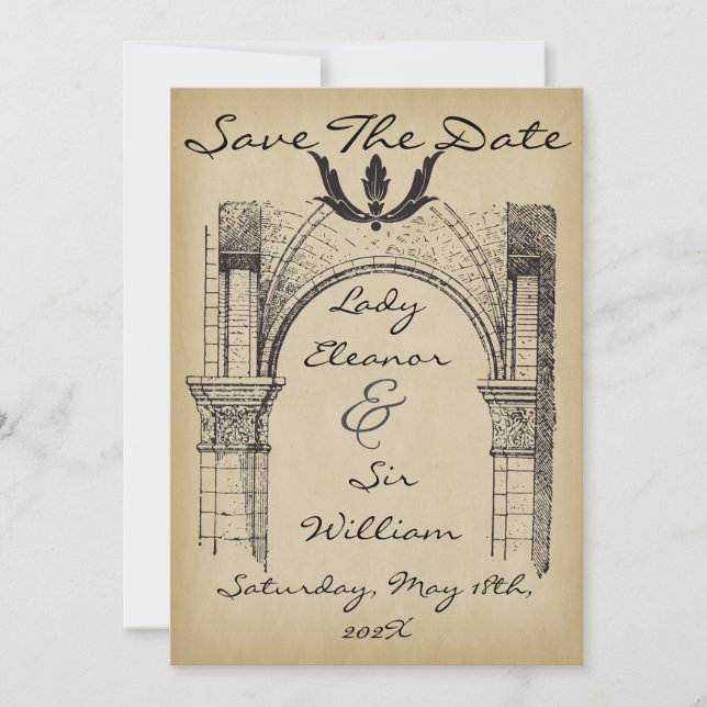 Save The Date Medieval Renaissance Faux Parchment (Front)
