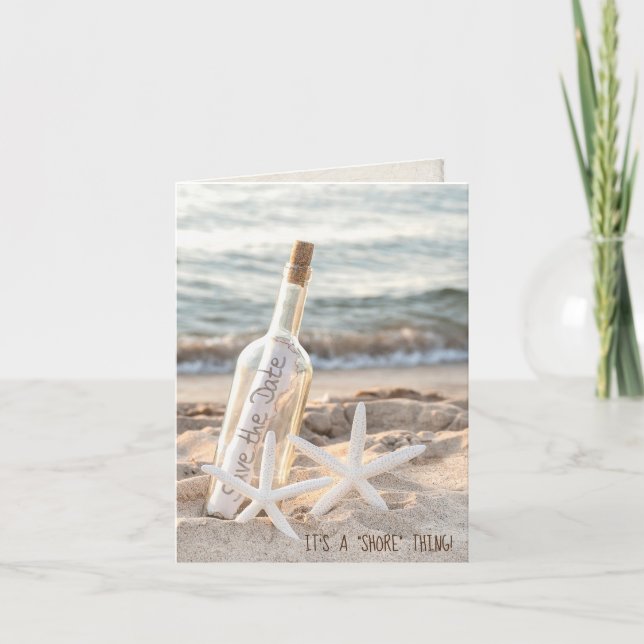 Save The Date message in a bottle Card (Front)