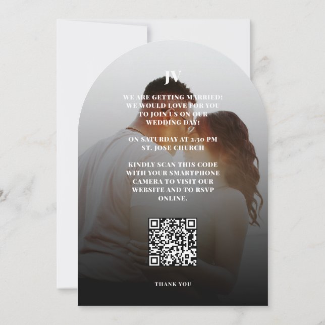 Save the Date Minimal Wedding White Floral Invitation (Back)