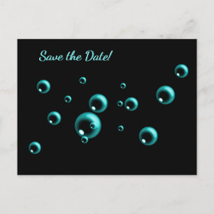 Save the Date Minimalist Aqua Blue Bubbles Postcard