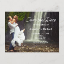 save the date minimalist script qr code photo chic