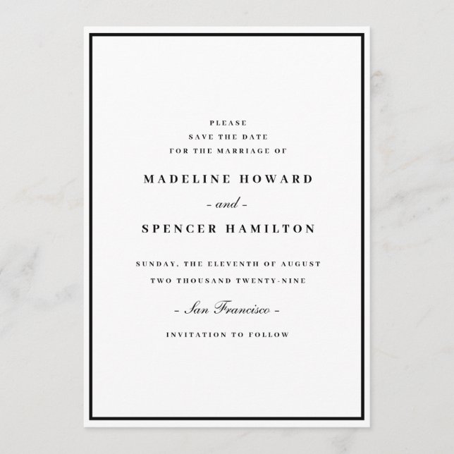 Save the Date | Minimalist Simple Elegant Wedding (Front)