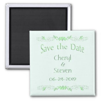 Save the Date Mint Green 2 Inch Square Magnet