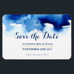 SAVE THE DATE MITZVAH modern star blue watercolor Magnet<br><div class="desc">by kat massard >>> kat@simplysweetPAPERIE.com <<< A simple, stylish way to SAVE THE DATE for your guest's for attending your child's BAR MITZVAH Setup as a template it is simple for you to add your own details, or hit the customise button and you can add or change text, fonts, sizes...</div>