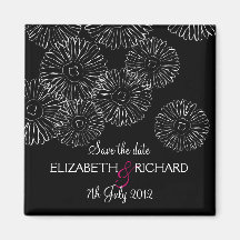 Save the Date Modern Black White Boho Chic Wedding