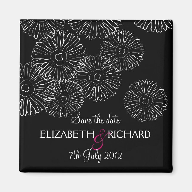 Save the Date Modern Black White Boho Chic Wedding Magnet (Front)