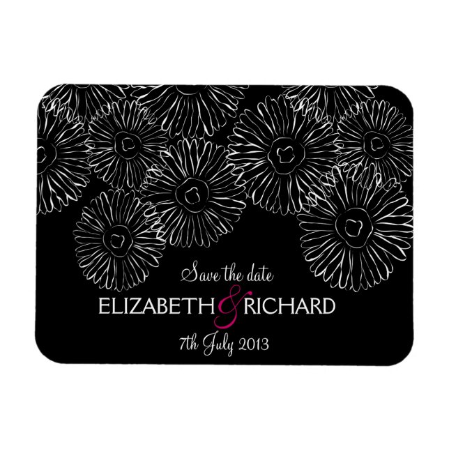Save the Date Modern Black White Boho Chic Wedding Magnet (Horizontal)