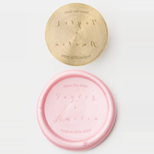 Save the Date Modern Blush Pink Wax Seal Stamp