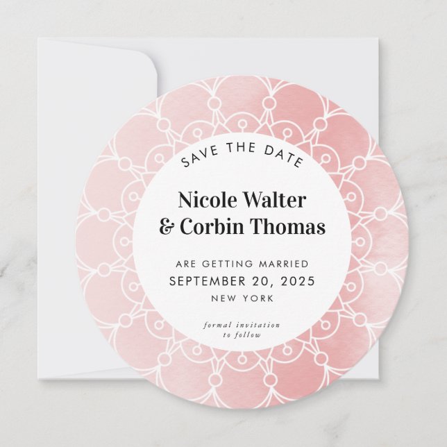 SAVE THE DATE modern boho blush pink watercolor Invitation (Front)