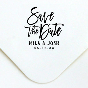 Save the Date Modern Brush Wedding Self-inking Stamp