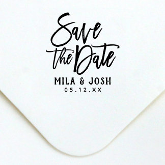 Save the Date Modern Brush Wedding Self-inking Stamp
