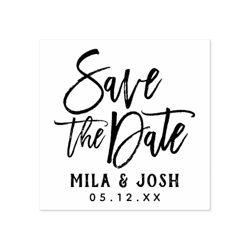 Save the Date Modern Brushed Script Custom Rubber Stamp