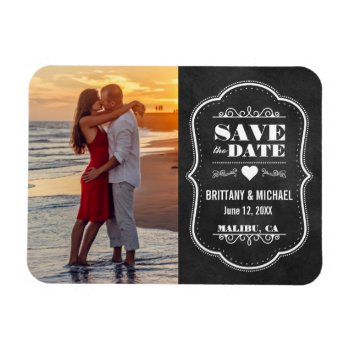 Save The Date Modern Chalkboard Photo Magnet by HappyMemoriesPaperCo at Zazzle