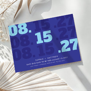 SAVE THE DATE modern chunky type date royal blue
