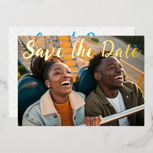 Save the Date Modern Classic Minimal Simple Photo Foil Invitation