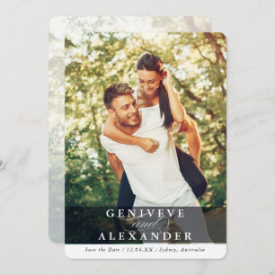 SAVE THE DATE modern couple photo names overlay Invitation