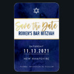 SAVE THE DATE modern dark blue gold bar mitzvah Magnet<br><div class="desc">by kat massard >>> kat@simplysweetPAPERIE.com <<< A trendy invitation design to SAVE THE DATE for your child's BAR MITZVAH Setup as a template it is simple for you to add your own details, or hit the customise button and you can add or change text, fonts, sizes etc TIP :: 1....</div>