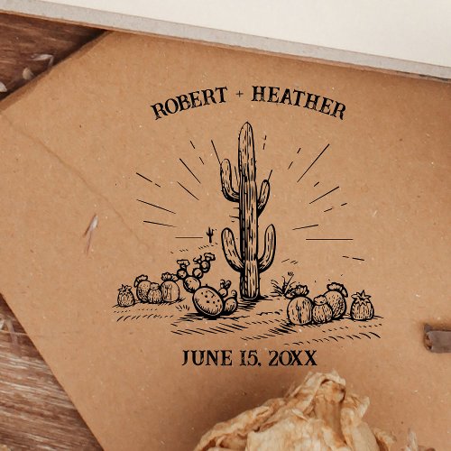 Save the Date Modern Desert Wedding Personalized Self_inking Stamp