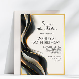 Save the Date Modern Elegant 50th Birthday Invitation