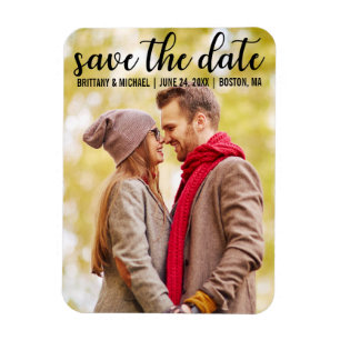 Save The Date Modern Engagement Announcement Magnet
