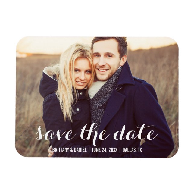 Save The Date Modern Engagement Photo Magnet W S (Horizontal)