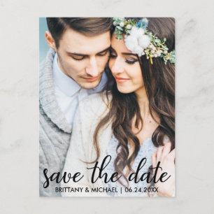 Save The Date Modern Engagement Photo Postcard SB