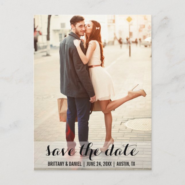 Save The Date Modern Engagement Postcard LB (Front)