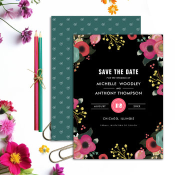 Save The Date. Modern Floral Wedding Announcements by YourWeddingDay at Zazzle