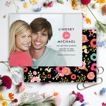 Save The Date. Modern Floral Wedding Photo Cards by YourWeddingDay at Zazzle
