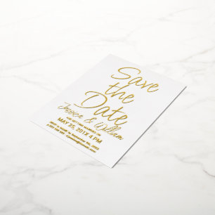 Save the Date Modern Foil Typography Design Invitation Postcard