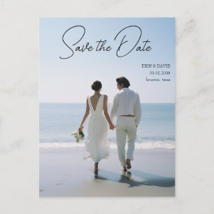 Save the Date! Modern Marble 1 Photo Postcard