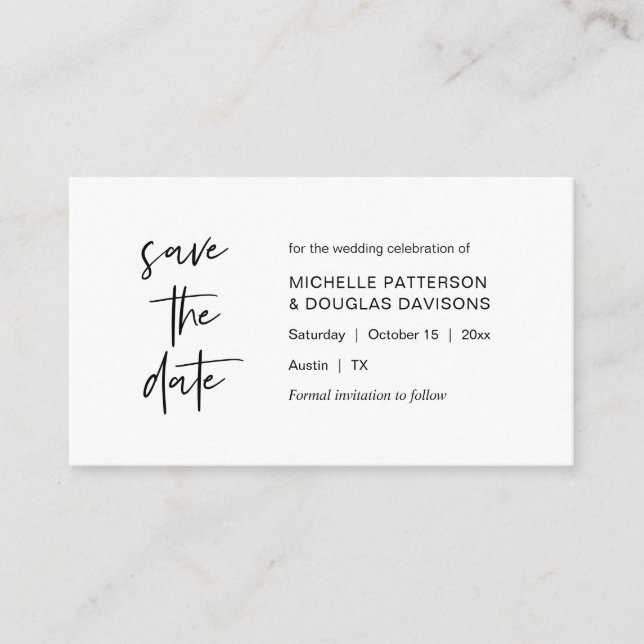 Save the date, modern minimalist enclosure card (Front)
