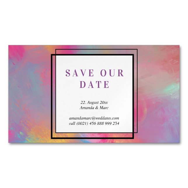 Save the Date: modern, pastels, clear Business Card Magnet (Front)