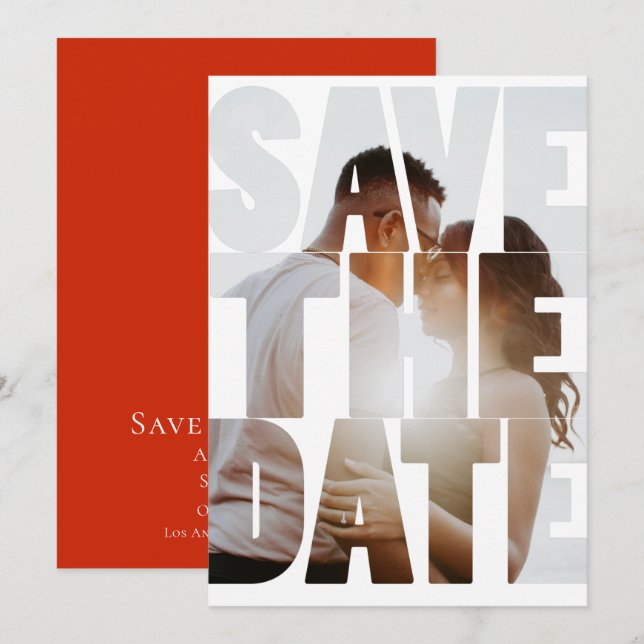 Save The Date Modern Personalized Photo Announcement (Front/Back)