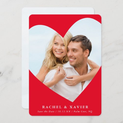 SAVE THE DATE modern photo cute heart frame red Invitation