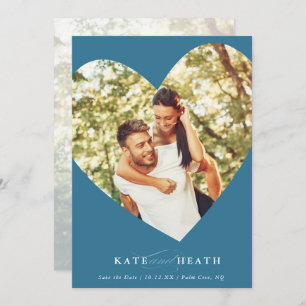 SAVE THE DATE modern photo elegant heart denim Invitation