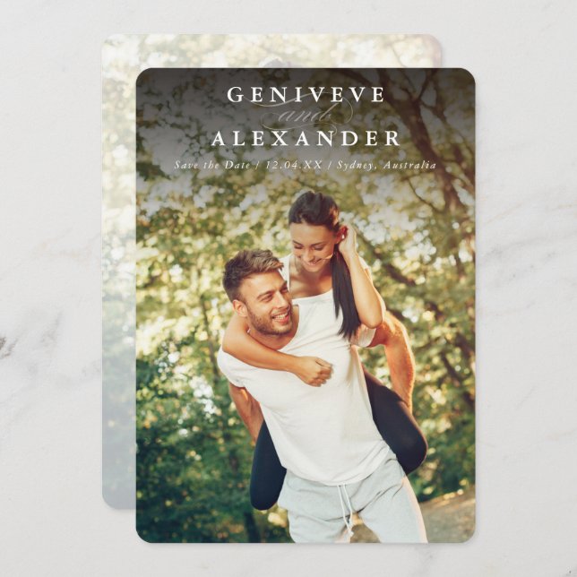 SAVE THE DATE modern photo elegant names dark Invitation (Front/Back)