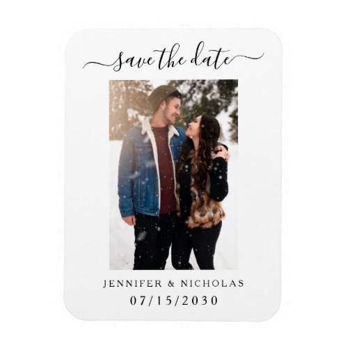 Save The Date Modern Photo Script Magnet