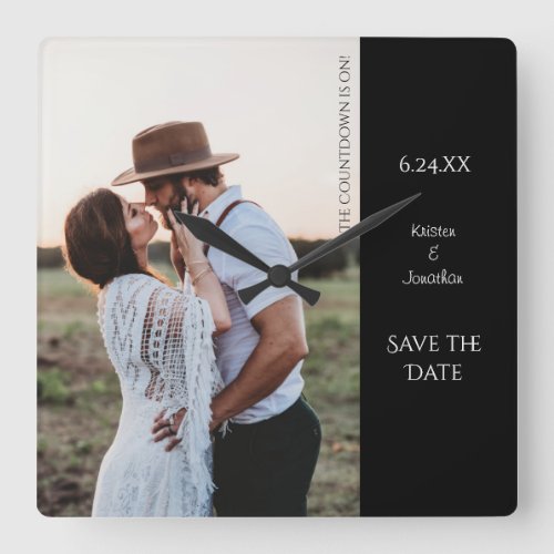 Save the Date Modern Photo Square Wall Clock