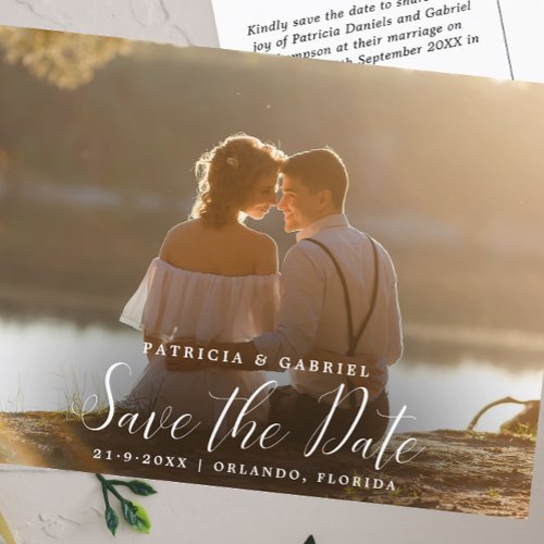 Save the Date Modern Script Romantic Wedding Postcard