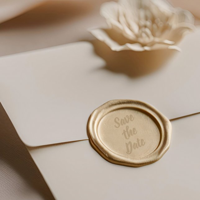 Save The Date Modern Script Wedding Wax Seal Sticker (Creator Uploaded)