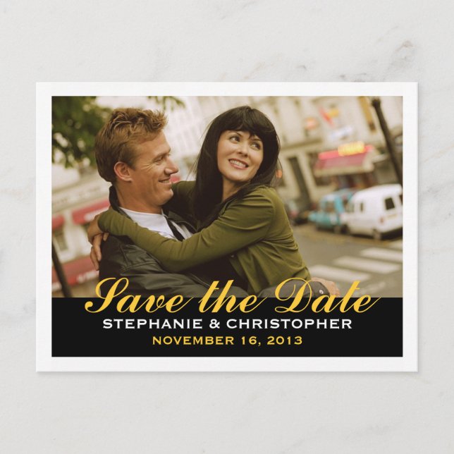 Save the Date Modern Style Photo Postcard (Front)