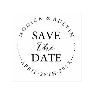 Save the Date | Modern Stylish Circle Lettering Self-inking Stamp